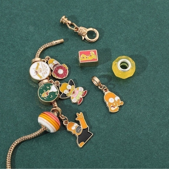 Gold Plated The Simpsons Character Homer Charm Bracelet - Picture 2 of 6